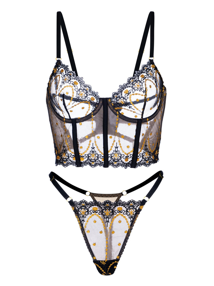 Chic Luxe Noir & Gold Lingerie Set