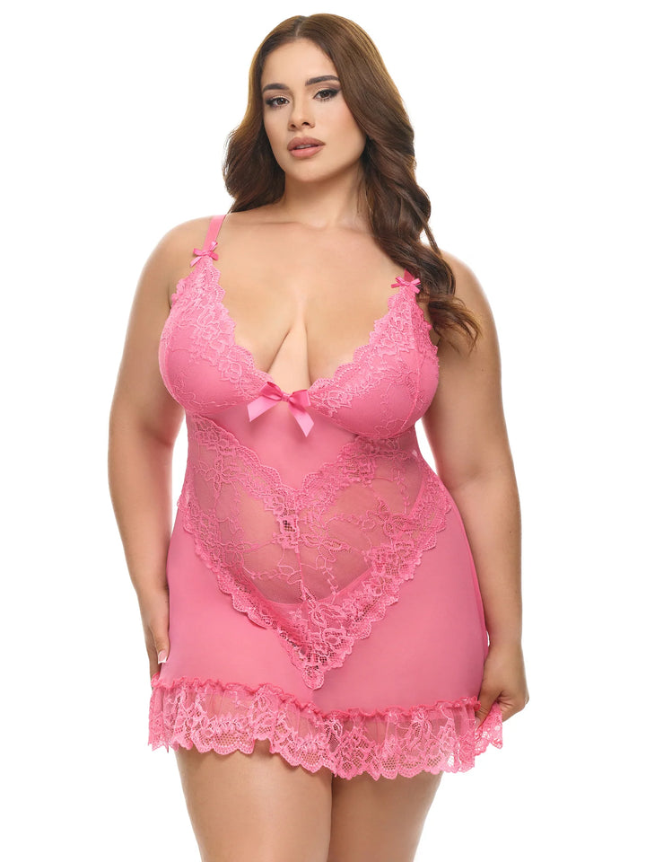 Valentine Lace Babydoll - Pink Lemonade