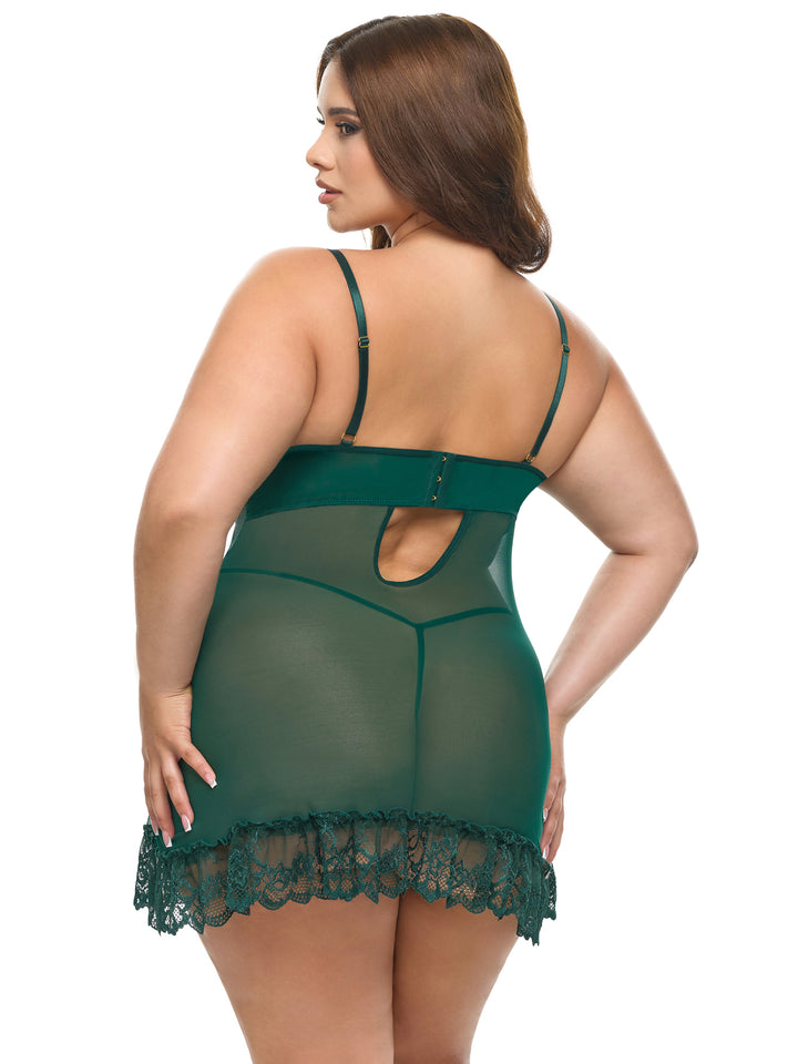 Valentine Lace Babydoll - Rain Forest