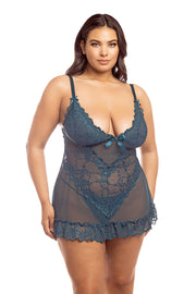Valentine Lace Babydoll - Teal