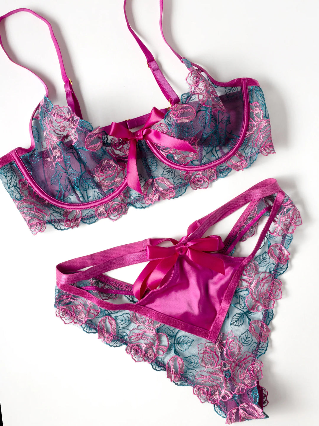 Rosie Embroidered Underwire Bra Set