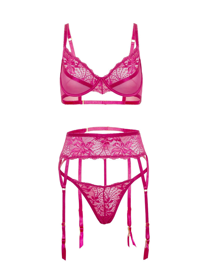Julia Sheer Lace 3pc Bra Set