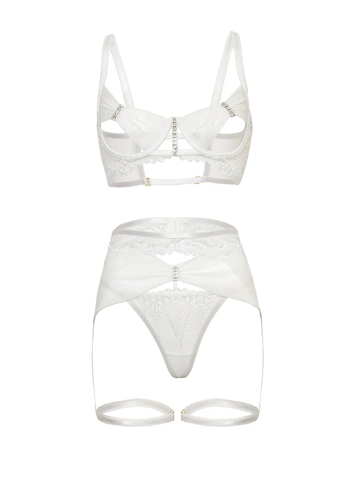 Clarinda 3-Piece Peek-A-Boo Bra Set
