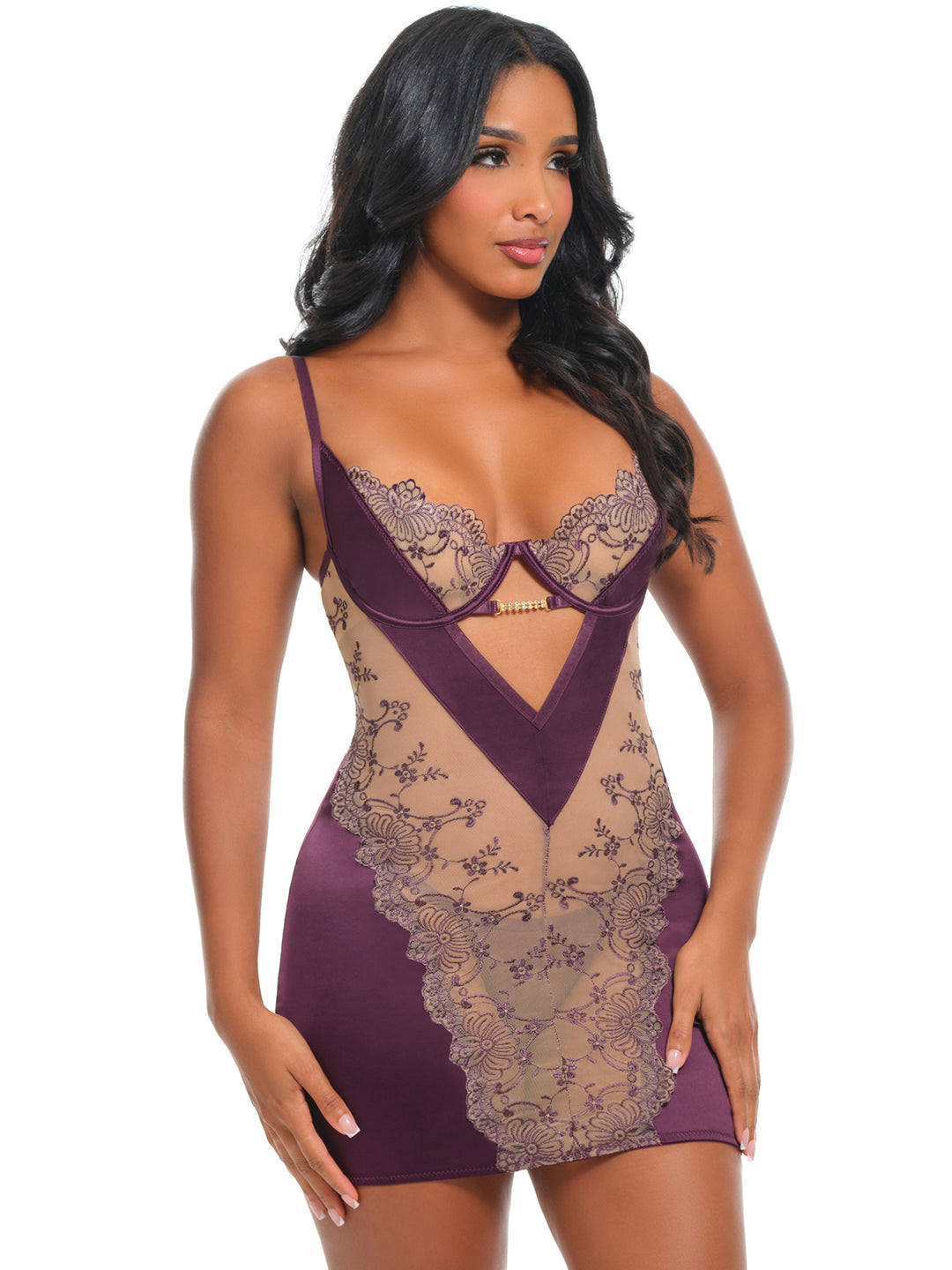 Loretta Sheer Embroidered Babydoll Dress Set