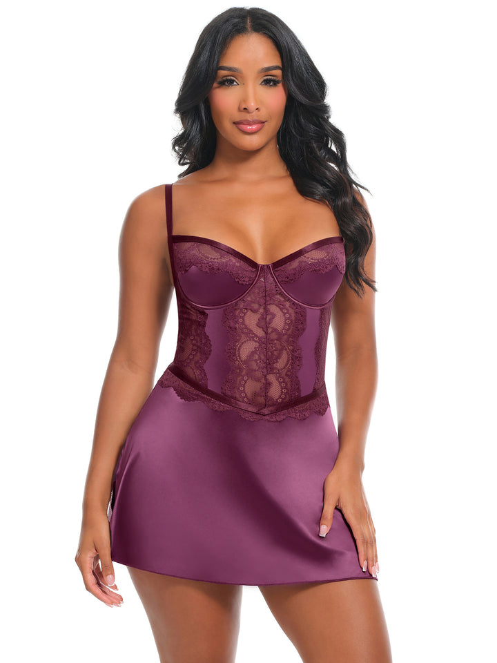 Bonnie Satin & Lace Babydoll
