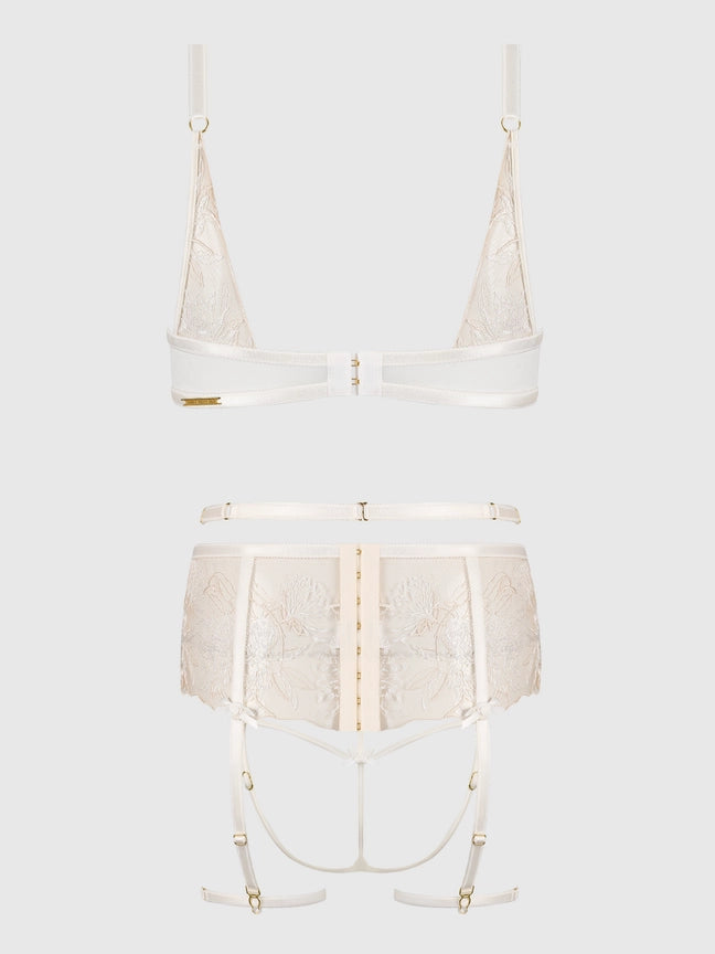 Delilah Embroidered Push Up Bra, Garter & Open Panty Bella Bella Boutique Delilah Embroidered Push Up Bra, Garter & Open Panty Bella Bella Boutique
