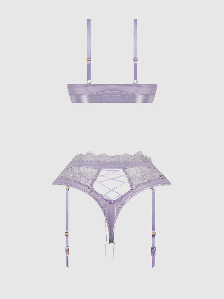 Vivienne Lace Bralette and Thong Set in soft lace, featuring a wireless bralette and sexy thong for everyday allure.
