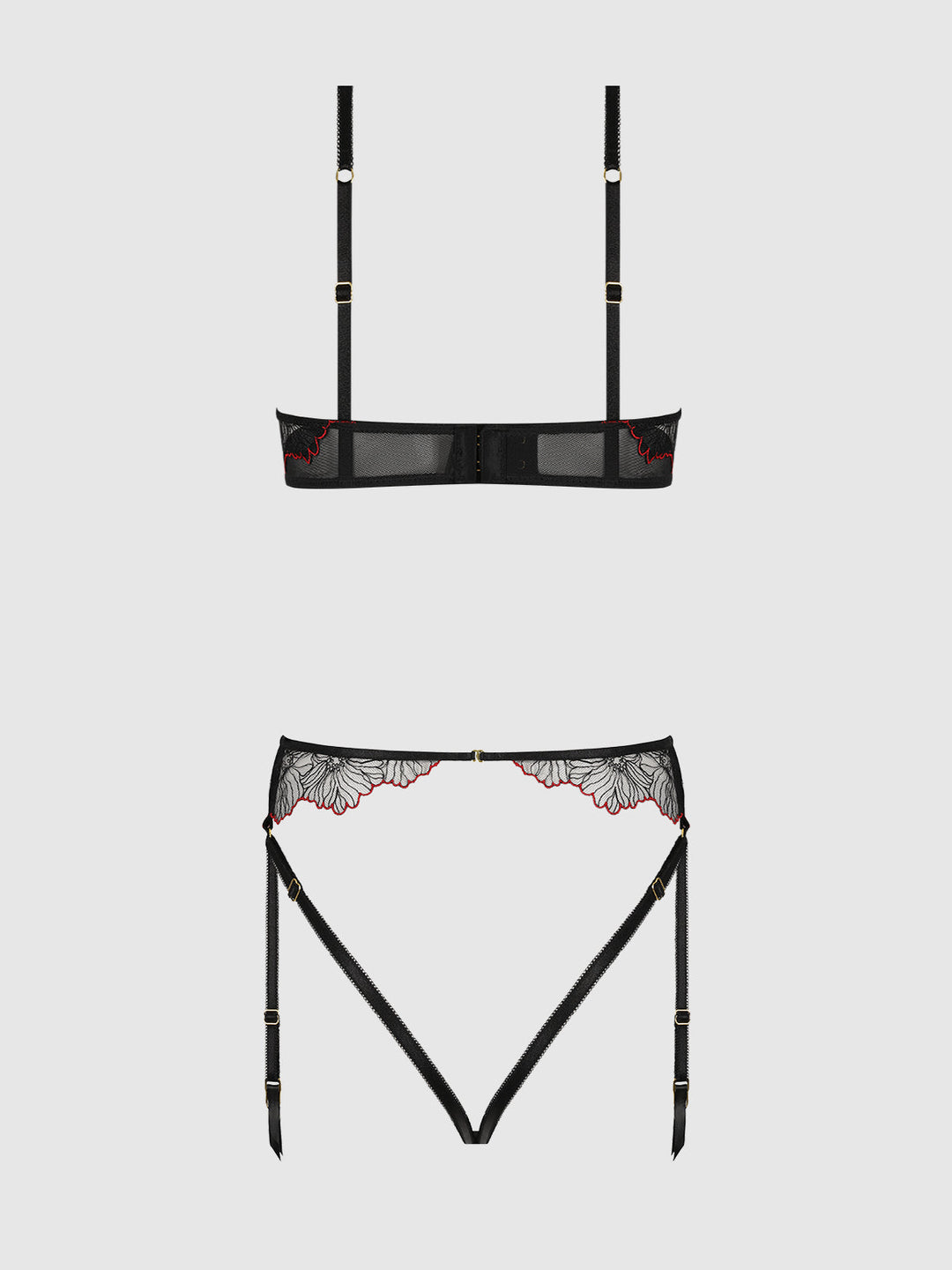 Ilena Embroidered Tulle Crotchless & Open Back Teddy