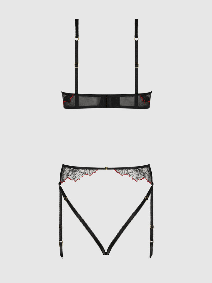 Ilena Embroidered Tulle Crotchless & Open Back Teddy