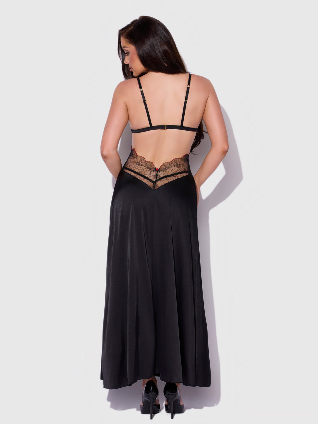 Ilena Embroidered Tulle Triangle Top Long Gown
