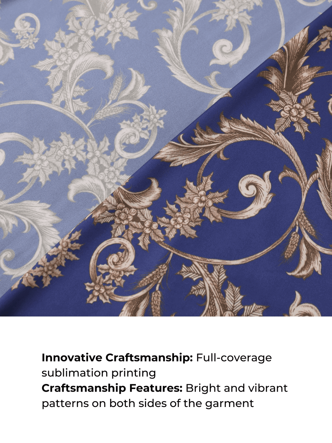 Innovative craftsmanship of bright and vibrant patterns on both sides of the Tassels Blue Kimono Robe.