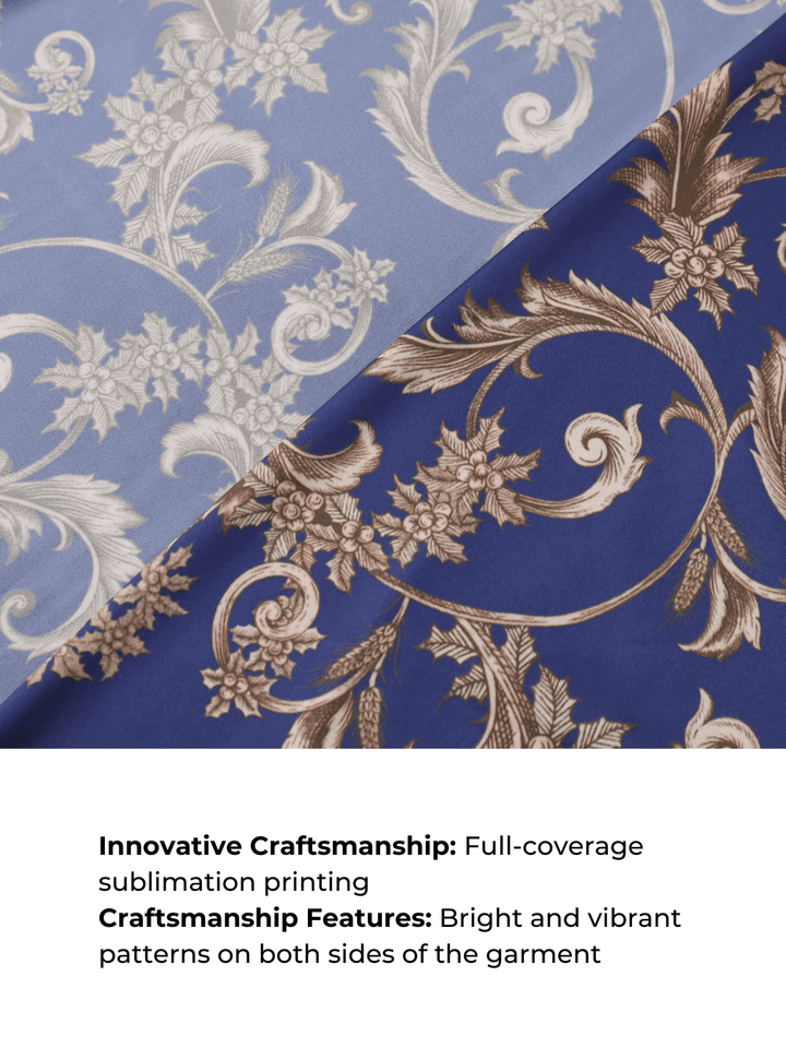 Innovative craftsmanship of bright and vibrant patterns on both sides of the Tassels Blue Kimono Robe.