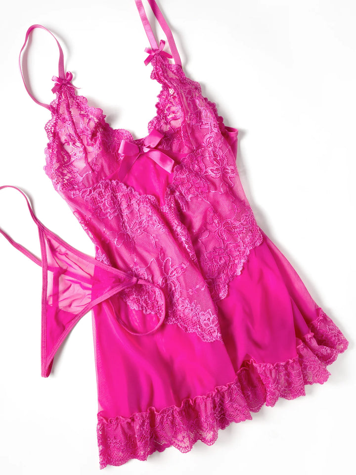 Valentine Lace Babydoll - Rose Violet
