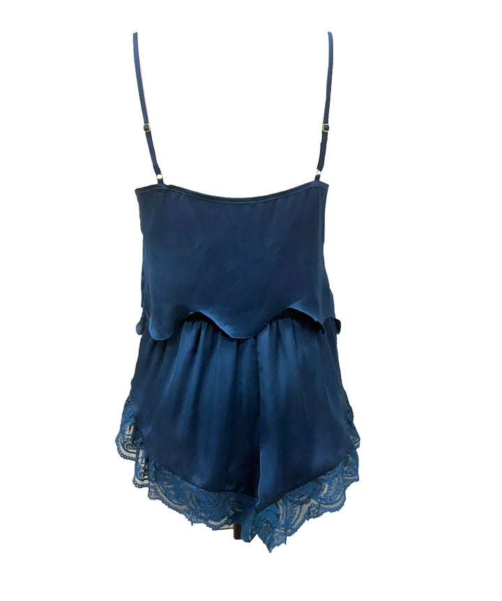 Hydros Satin and Lace Cami and Shorts Set featuring scalloped edges and lace accents, by carol coelho, luxurious design.