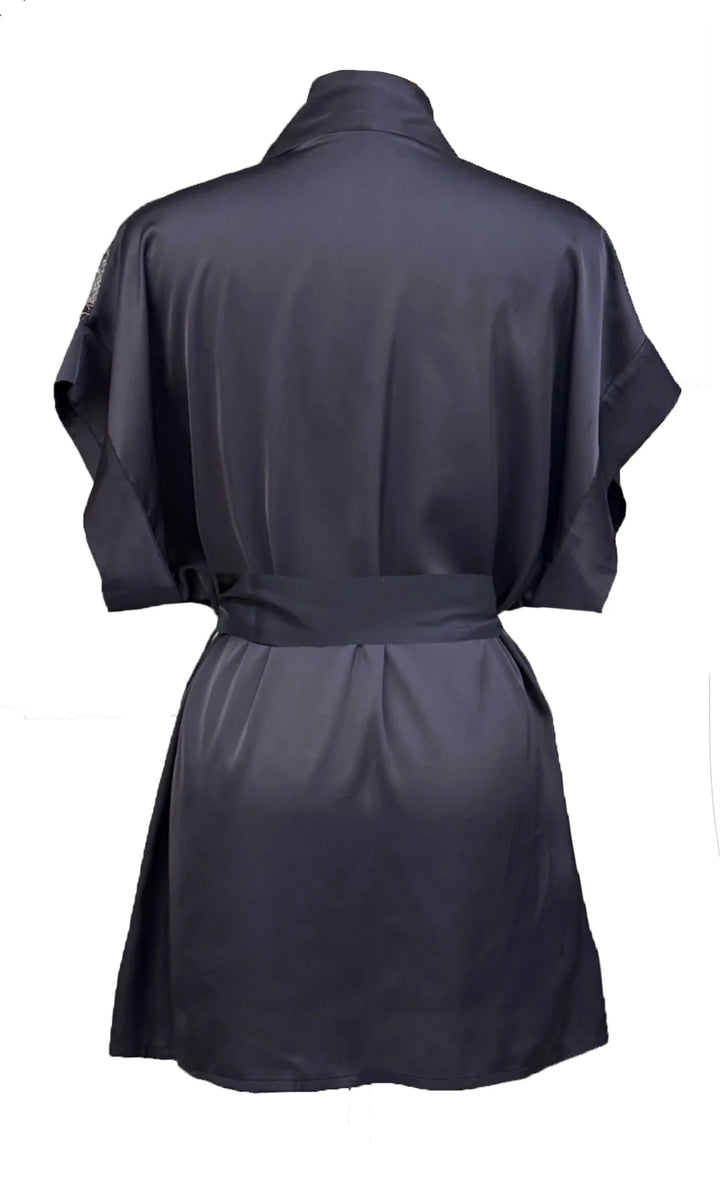 Salkantay Satin and Iridescent Lace Short Kimono Robe