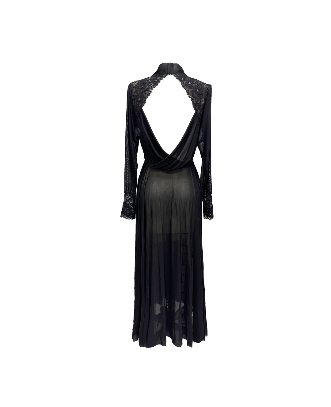 Sheer Terminator Lace, Tulle and Satin Long Draped Back Robe by Carol Coelho Intimates 