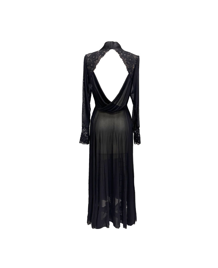 Sheer Terminator Lace, Tulle and Satin Long Draped Back Robe by Carol Coelho Intimates 