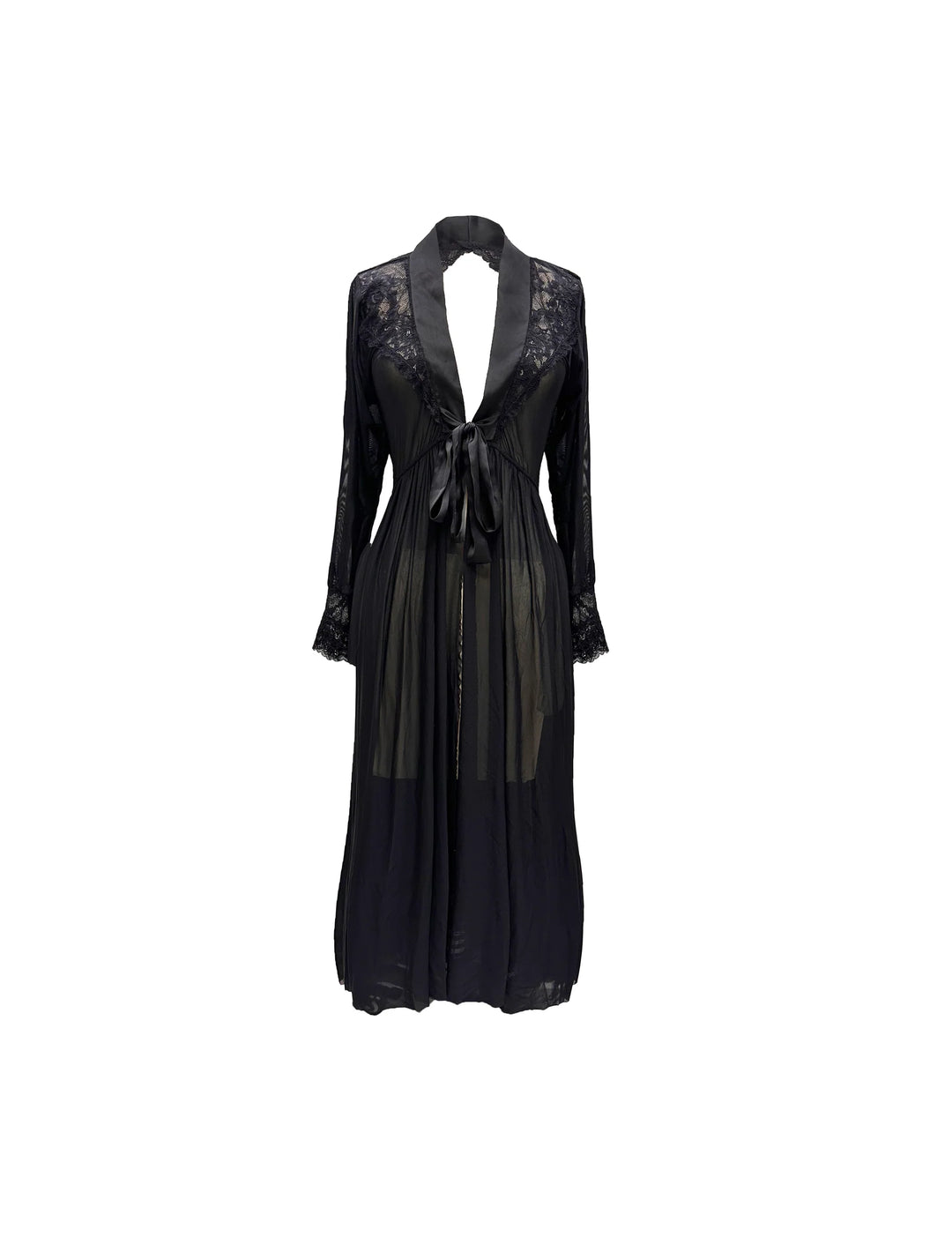 Sheer Terminator Lace, Tulle and Satin Long Draped Back Robe by Carol Coelho Intimates 
