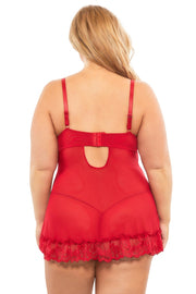 Valentine Lace Babydoll -Red